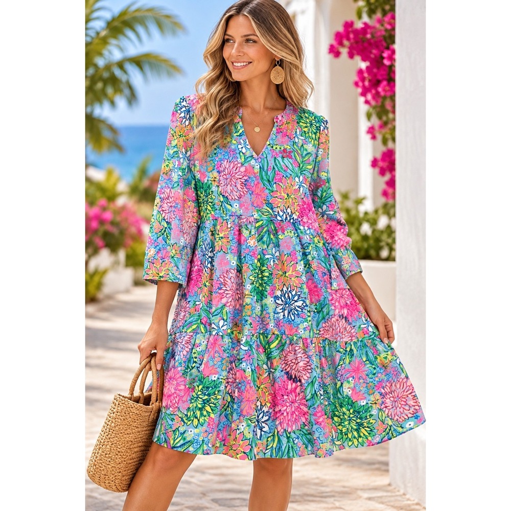 NWT Lilly Pulitzer Alaina Dress Sea Breeze Blue Walking On Sunshine XXL